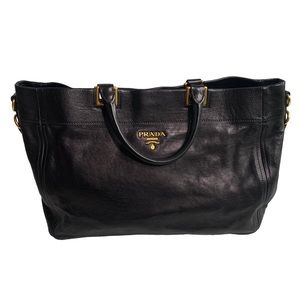 0199 Prada Vitello Daino Satchel / Shoulder Bag with crossbody strap